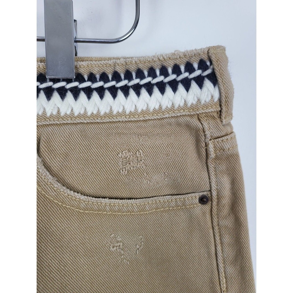 P.S. Erin Wasson Tan Shorts 28 Womens High Rise Raw Hem Embroidered Distressed - Picture 3 of 5